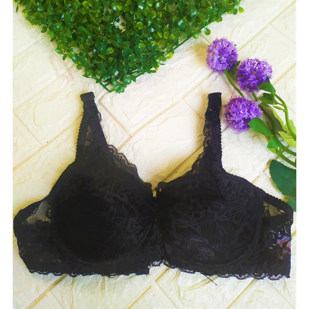 bh bra kawat brukat / size 34 36 38 40 42 /Real Picture-hitam