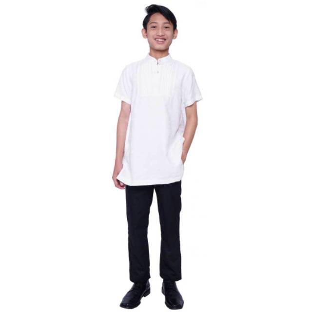 Baju Koko Anak Elzatta Putih Queen L Boy Size 8th (Sarimbit Queen Boy L 8)