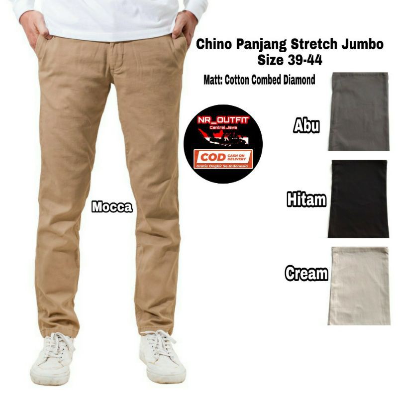 Big Size Ukuran 39-44 Celana Panjang Pria Chino Original Jumbo Stretch Chinos Cowok Dewasa Distro