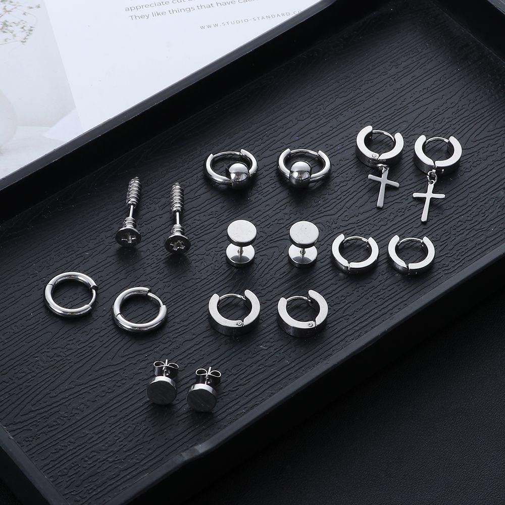 Lily Anting Set Wanita Pria Barbel Bar Stainless Steel Perhiasan Tindik Tubuh Hitam Dumbbell Stud