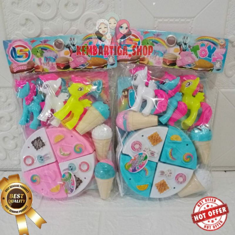 Mainan anak perempuan kue ulang tahun dan es krim kuda poni