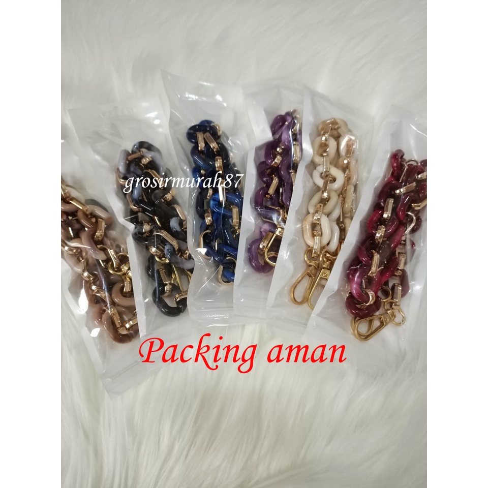 Tali masker kalung rantai masker acrylic motif marmer gradasi konektor hijab jilbab ready stok