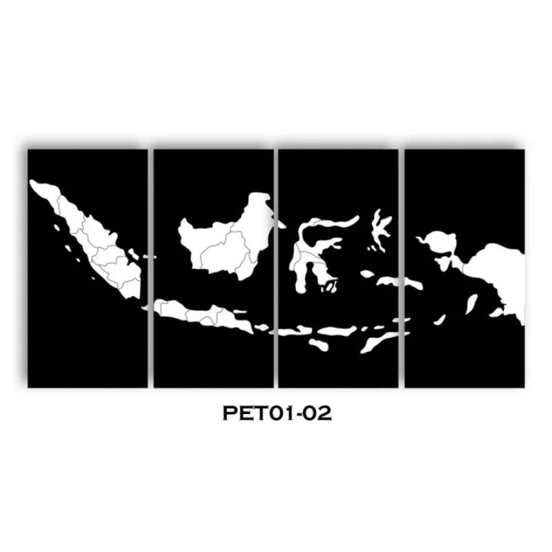 DEKORASI - HIASAN POSTER KAYU HIASAN DINDING PETA INDONESIA 1 SET 4in1 (20 X30CM) PET01