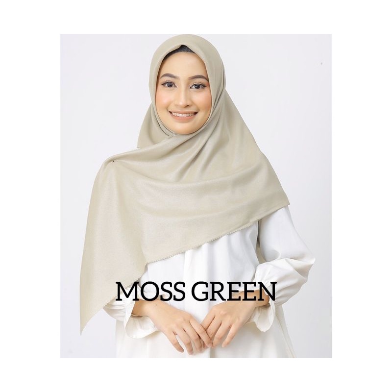 LUXURY PLAIN LC BY UAMAMA SCARF TEPI LACER CUT HIJAB/KERUDUNG GLOWING PESTA MEWAH SEGI EMPATi-MOSS GREEN