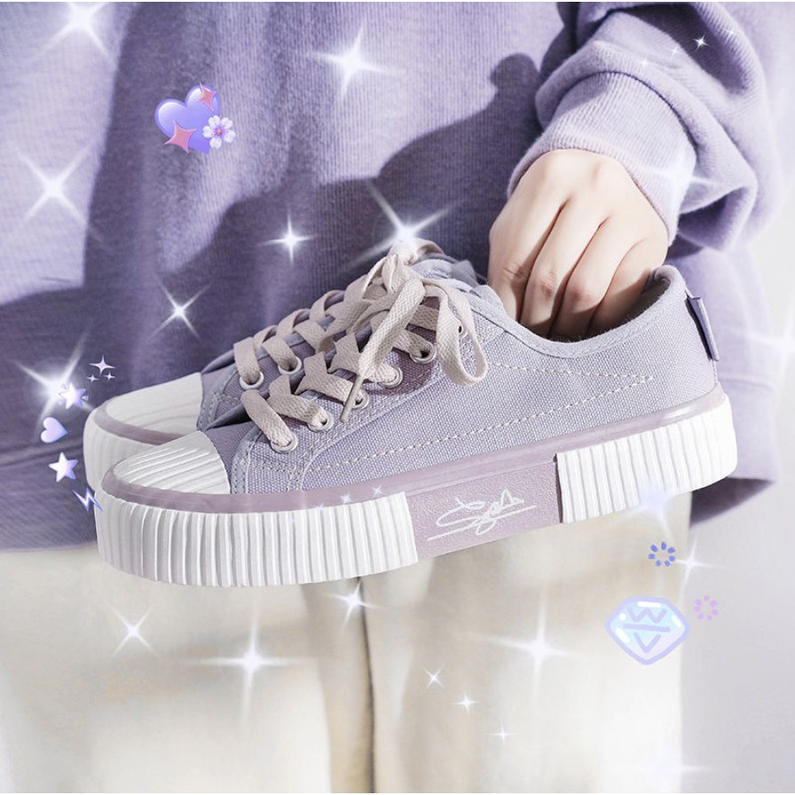 Sneakers wanita lilac korean style women sneakers import korean fashion