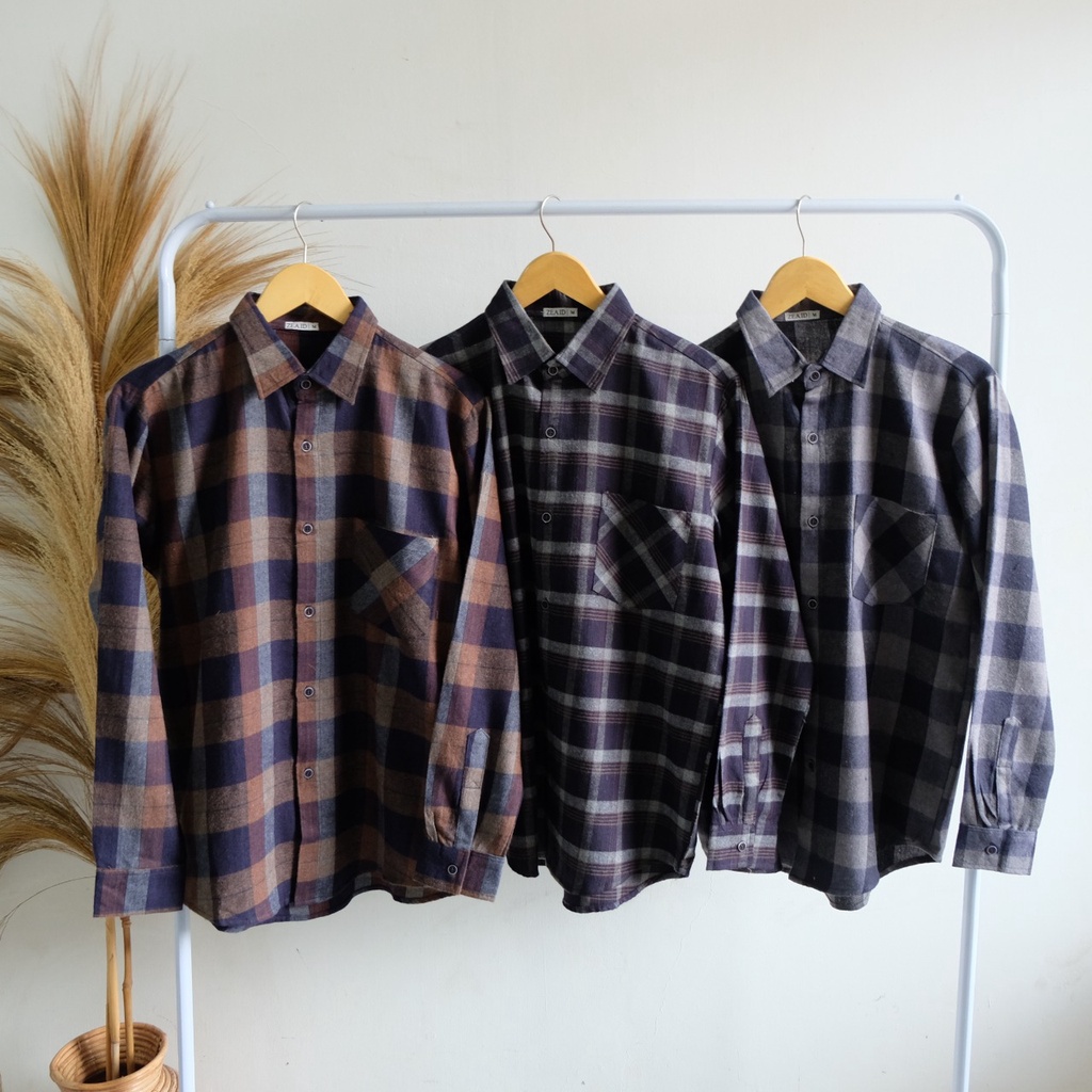 Kemeja/atasan Flanel lengan panjang anak motif kotak/tartan
