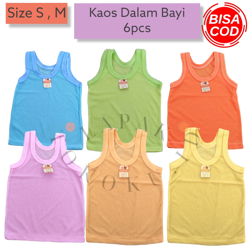 12pcs Kaos Dalam Anak Bayi Singlet Anak Bayi Warna-Warni (S, M) Singlet Bayi isi 6pcs Baju Dalam Bayi