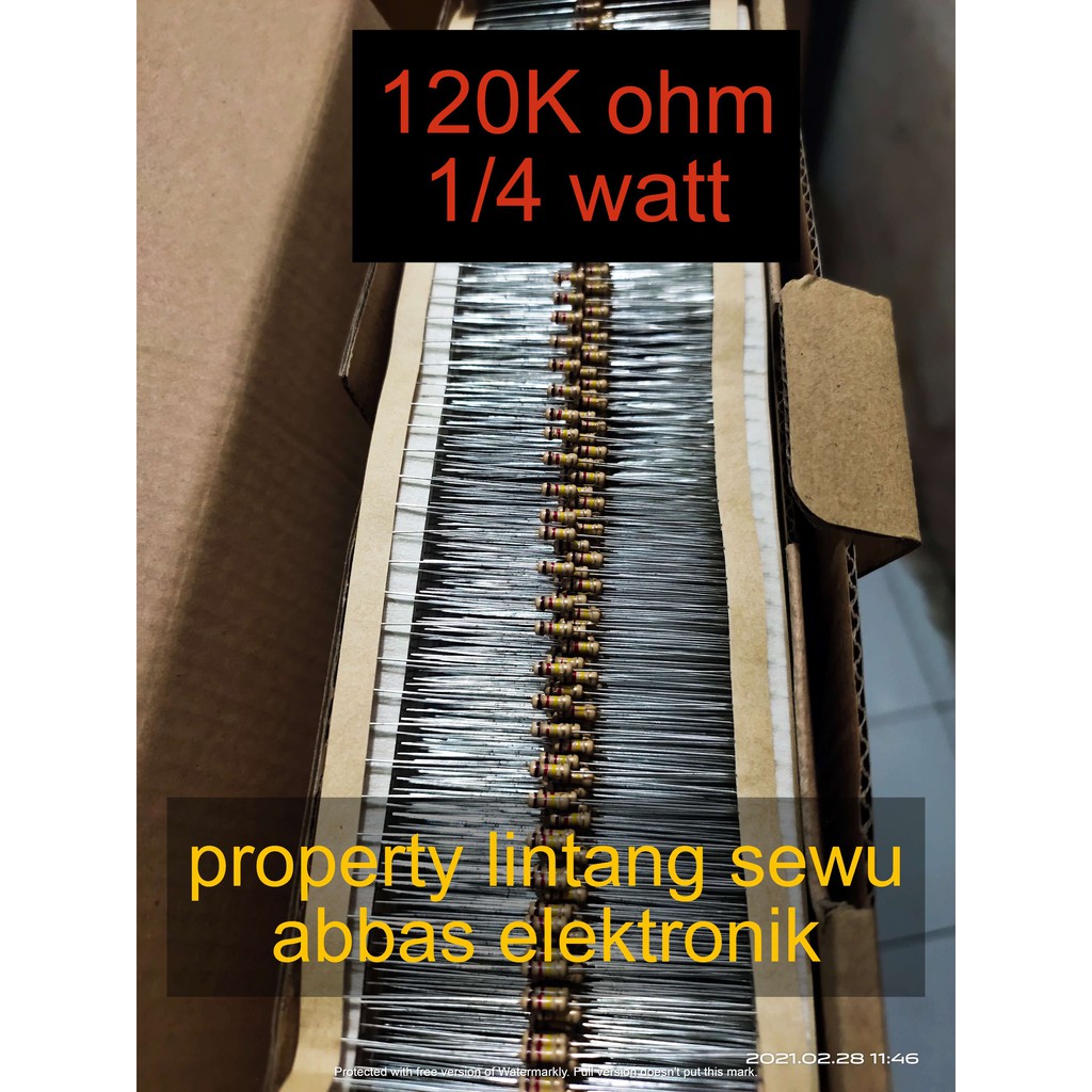 10PCS resistor 120k ohm 120 kilo ohm 120000 ohm 0.25 watt