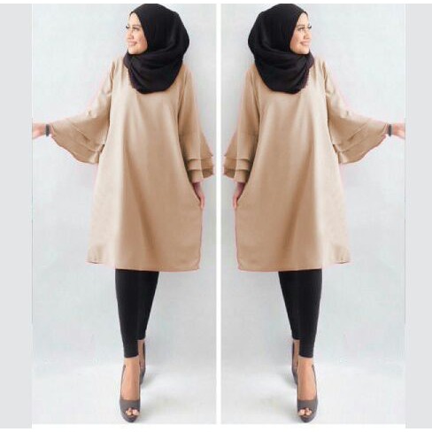 [Tunik Lusie varian warna SW] tunik wanita wolly crepe MOCCA/DUSTYPINK/NAVY