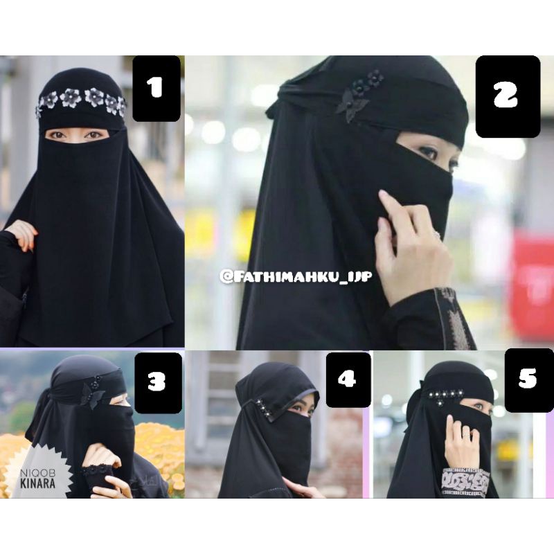 Niqab Niqob Cadar Bunga Motif Terbaru/Niqab Viral/Cadar Bandana Sifon Murah