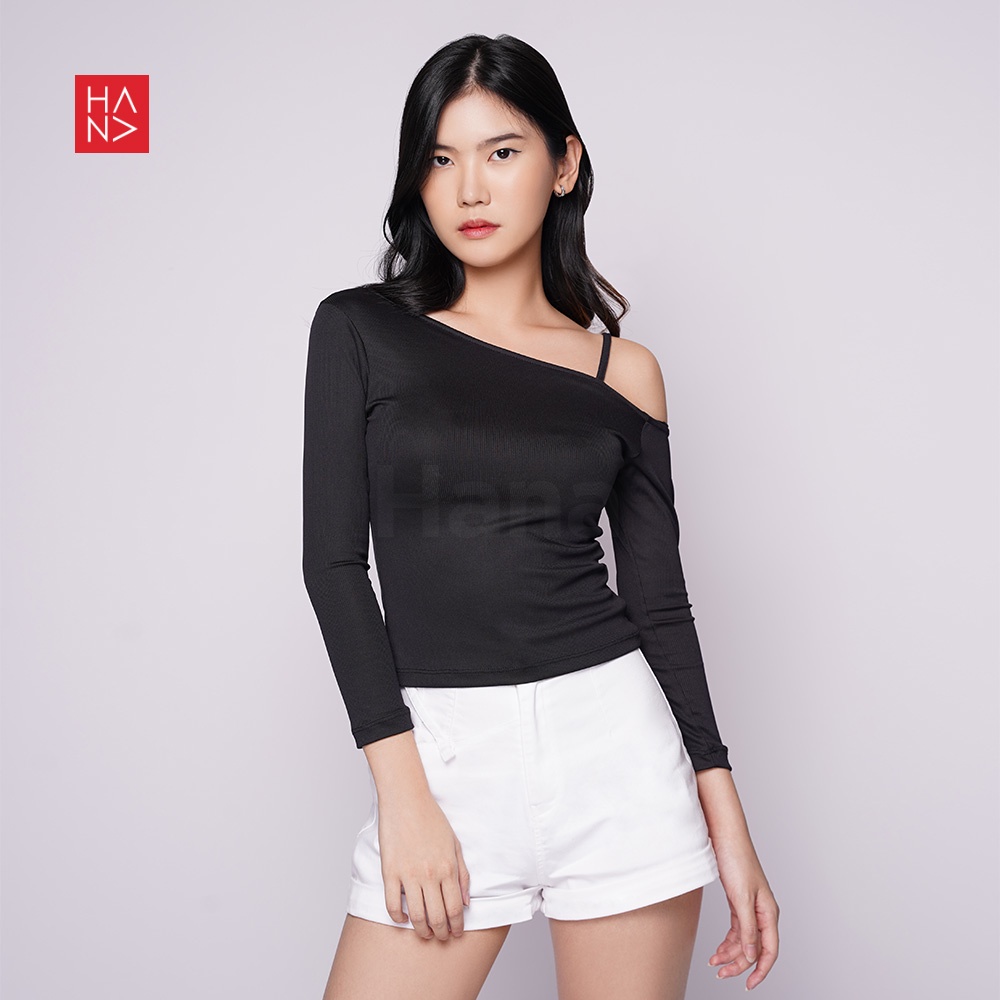 Hana Fashion - Lize Asymetric Top Long Sleeve / Baju Atasan Wanita Lengan Panjang Korean Style - TS436