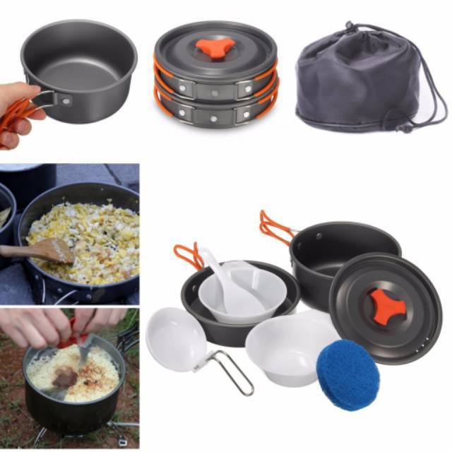 【Bisa COD】 Nesting Cooking Set 2 Susun 3 Orang | Alat Masak Portable DS-200 SY-200 DS200 SY200