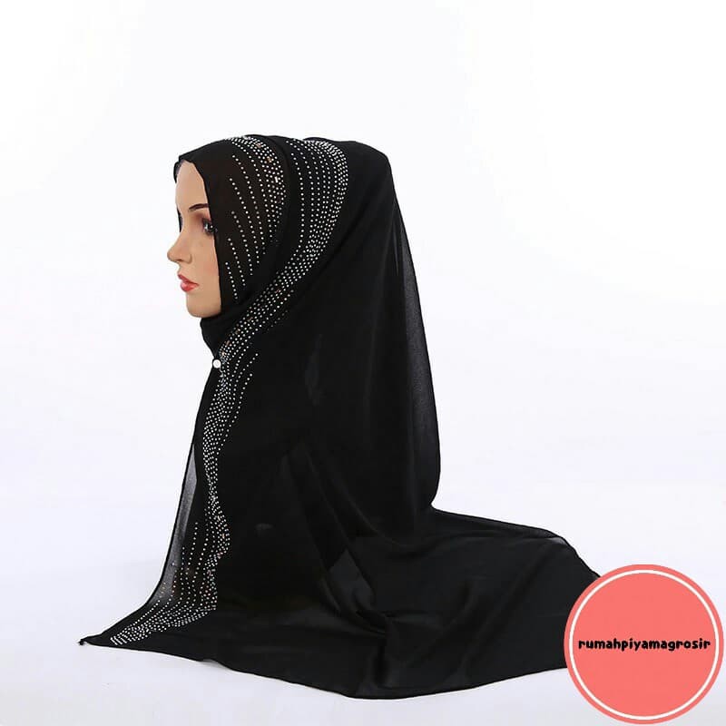 Jilbab Hijab Kerudung Pashmina Import Hitam Shopee Indonesia