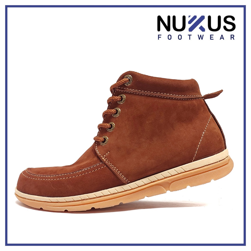 Nukus Sepatu Pria Kasual Boots Kulit Sapi Asli Coklat Tua  dan Coklat Tan