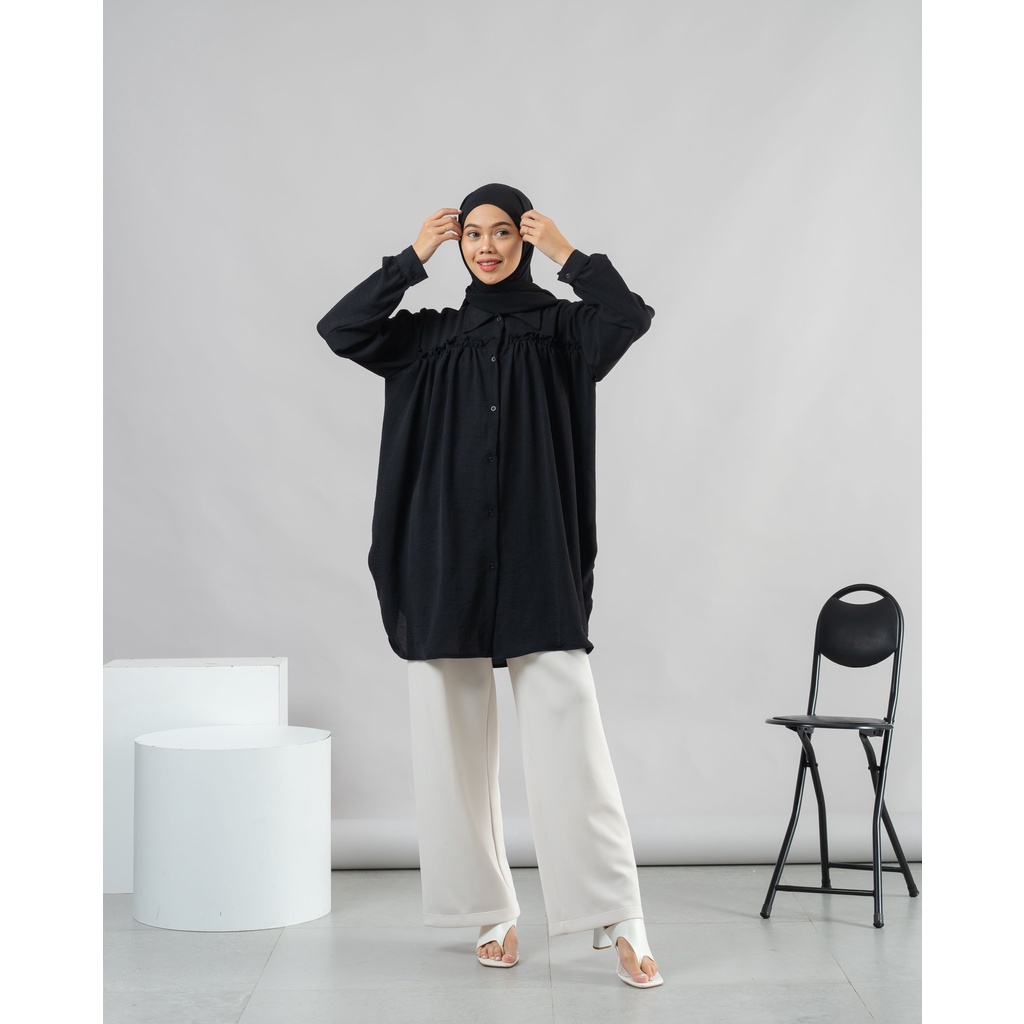 TUNIK KEMEJA KRINKLE AIRFLOW RANI LONG SHIRT PREMIUM SHIRT B571