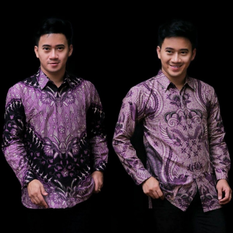 Kemeja batik pria ayah dan anak Motif Kris ungu