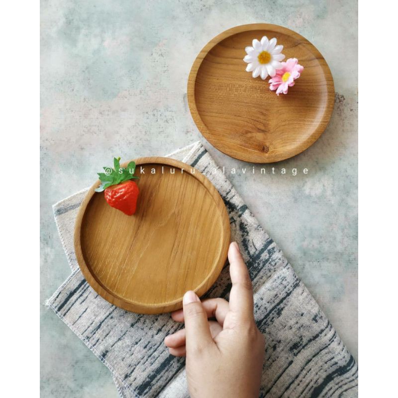 Piring Kayu Jati 15cm