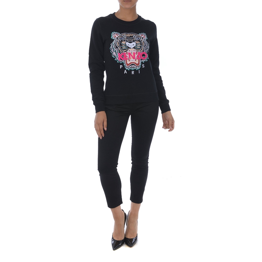 Knzo Women Embroidered Tiger Sweatshirt Black/Pink 100% Original