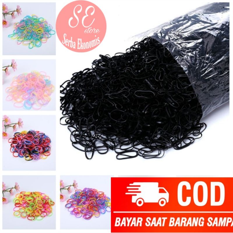 Silvertech Karet Rambut aneka warna Karet Ikat rambut polos free dompet Karet By Serba Ekonomis