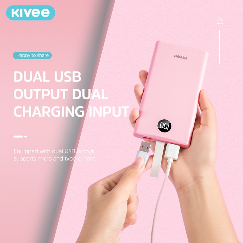 KIVEE Pink PowerBank Mini Fast Charging 10000mAh Pink Cute power bank samsung iphone xiaomi
