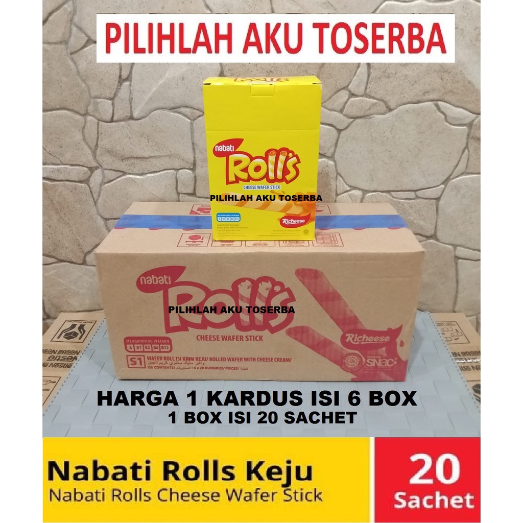 

Nabati Rolls Cheese / Keju Wafer Stick @ 6 gr (HARGA 1 DUS ISI 6 BOX)