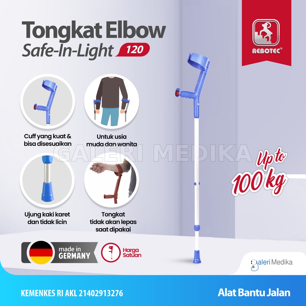 Tongkat Siku / Tongkat Elbow Rebotec Safe-In-Light 120 - Tongkat Bantu Jalan