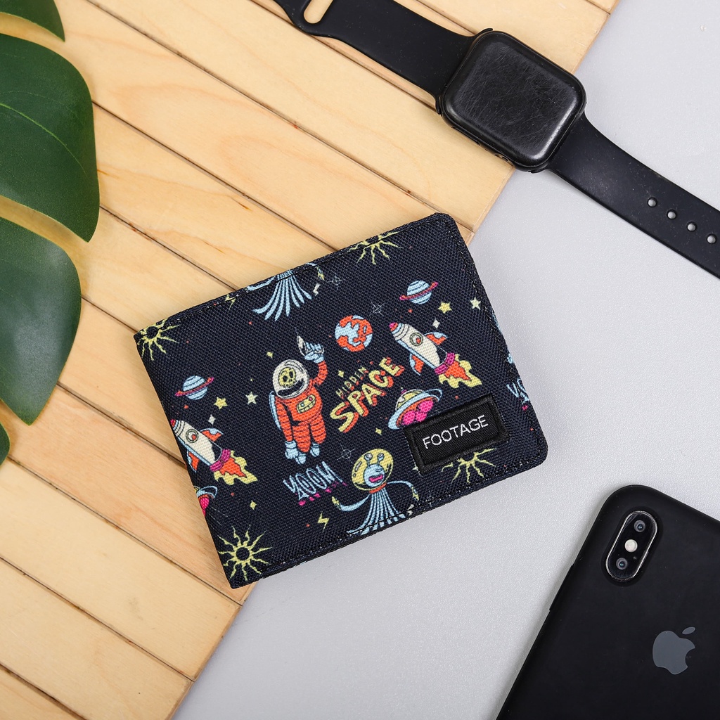 Dompet Pria Lipat Kanvas Anti Air Bifold Wallet Cowok Laki Laki Footage Motif DP-06 Space Eightess