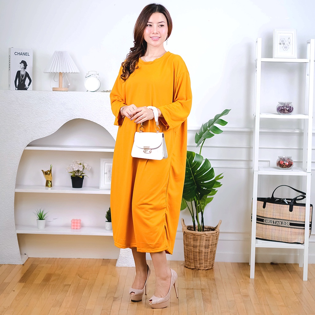 BEFAST - ZEC OOTD Dress Wanita ANDIE / Morfy Oversize Slit Maxi / Dress Wanita / LongDress Kekinian Remaja Wanita / Dress Polos Casual / Termurah / Trendy / Outfit Santai Wanita