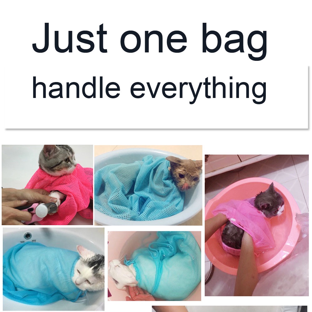 Alat Mandi Tas Kantong Jaring Kucing Anjing Cat Grooming Bathing Restrain Bag Cat Washing Bag