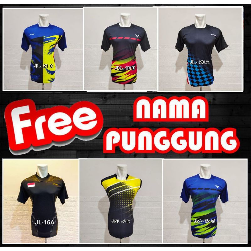 Baju Badminton Gratis Sablon Nama Punggung - Jersey Badminton Free Sablon Nama Punggung