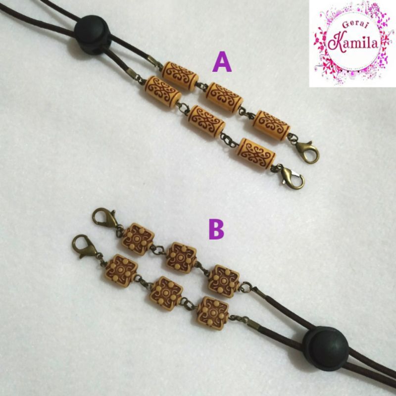 tali masker etnik kalung masker cowok cewek strap mask 2in1 adjustable gantungan masker rantai tali 