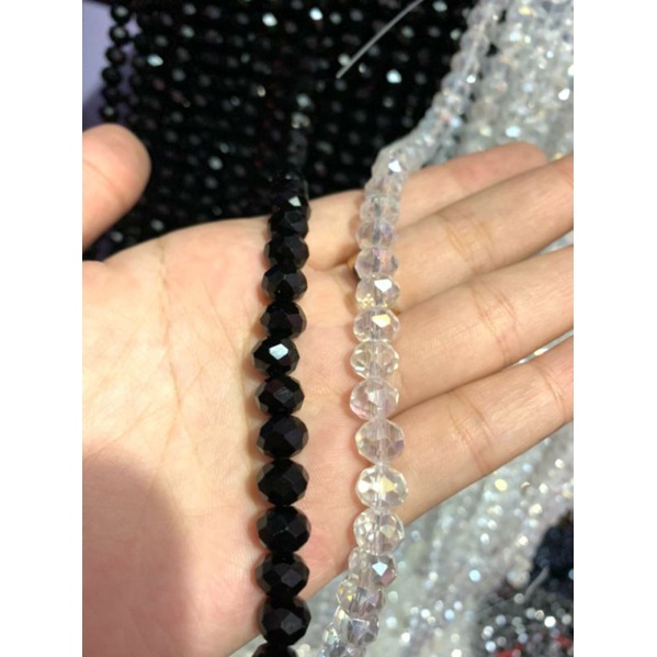 ✨NAGIHI✨ Kristal Ceko Hitam Putih Gol Biasa 8mm/ kristal ceko murah