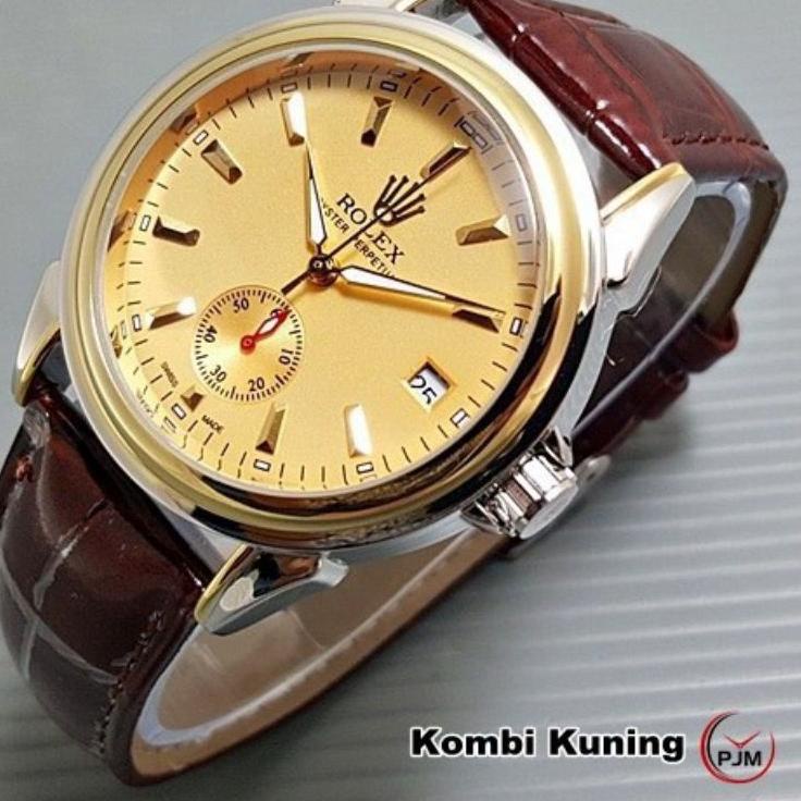 ➘Model Terkini⁂➘ MIA77 Jam Tangan Pria Fashion Rolex Automatic 1600 Tanggal Aktif - COD - Free Box O