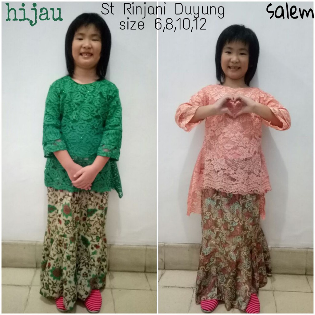 SB Collection Stelan Atasan Meida Kebaya Kartini Dan Rok Duyung Batik Anak Wanita