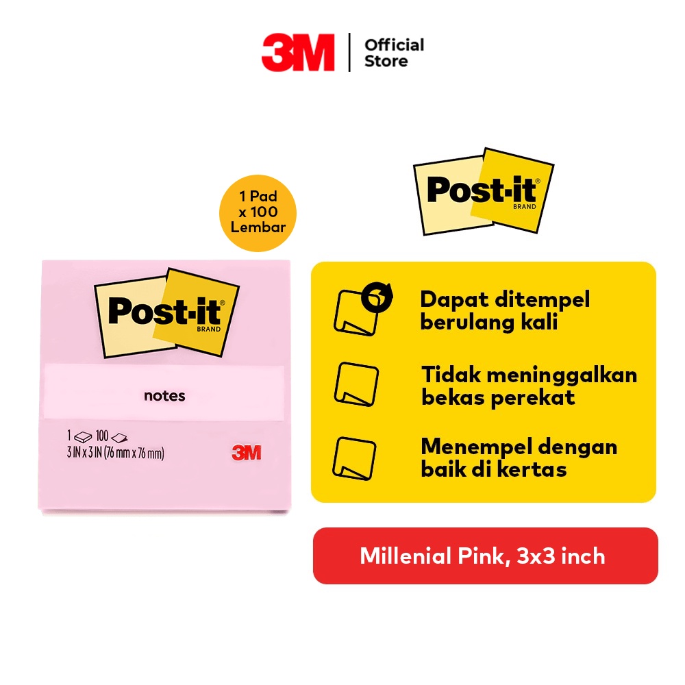 3M Post-it Original Millenial Pink 654-1MP 3x3