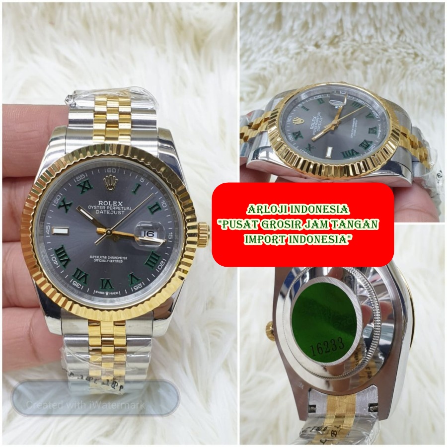 Best Seller Jam Tangan Pria ROLEX DateJust Wimbledon Dial 40mm Garansi 1th