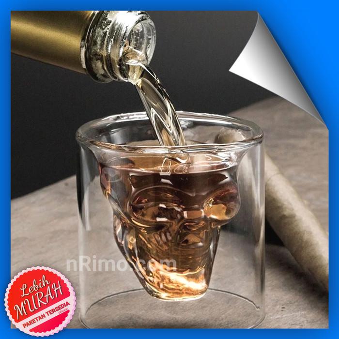 Gelas | Gelas Whiskey Kaca Unik Double Wall Tengkorak Gelas Whisky Kaca 150Ml