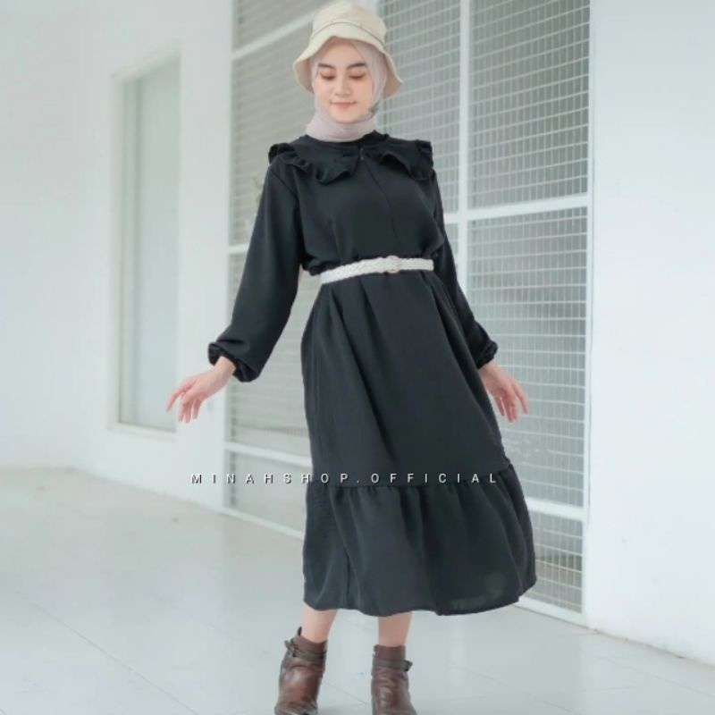 (𝒎𝒊𝒏𝒂𝒉) velove midi dress busui crinkle airflow