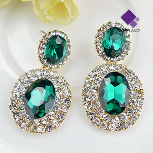 Anting Menjuntai Bentuk Oval Geometris Gaya Vintage Untuk Wanita