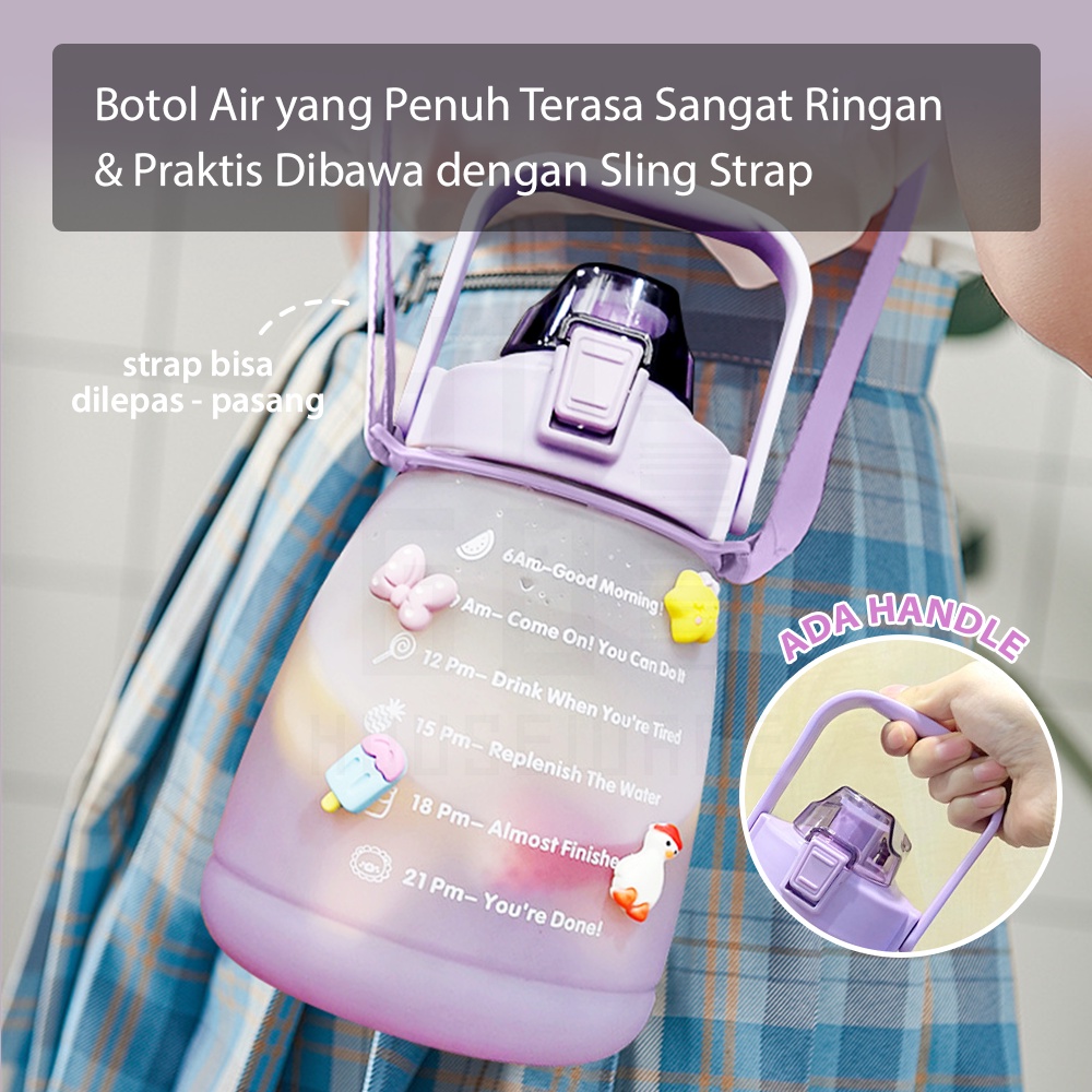 Botol Minum Motivasi Pastel Gradient Rainbow 1.5 Liter Premium Quality Gratis Stiker HUGO