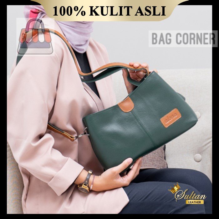 BagCorner - Tas Selempang Kulit Wanita Sling Bag Branded Original Kulit Sapi Asli Premium Alona Ruby