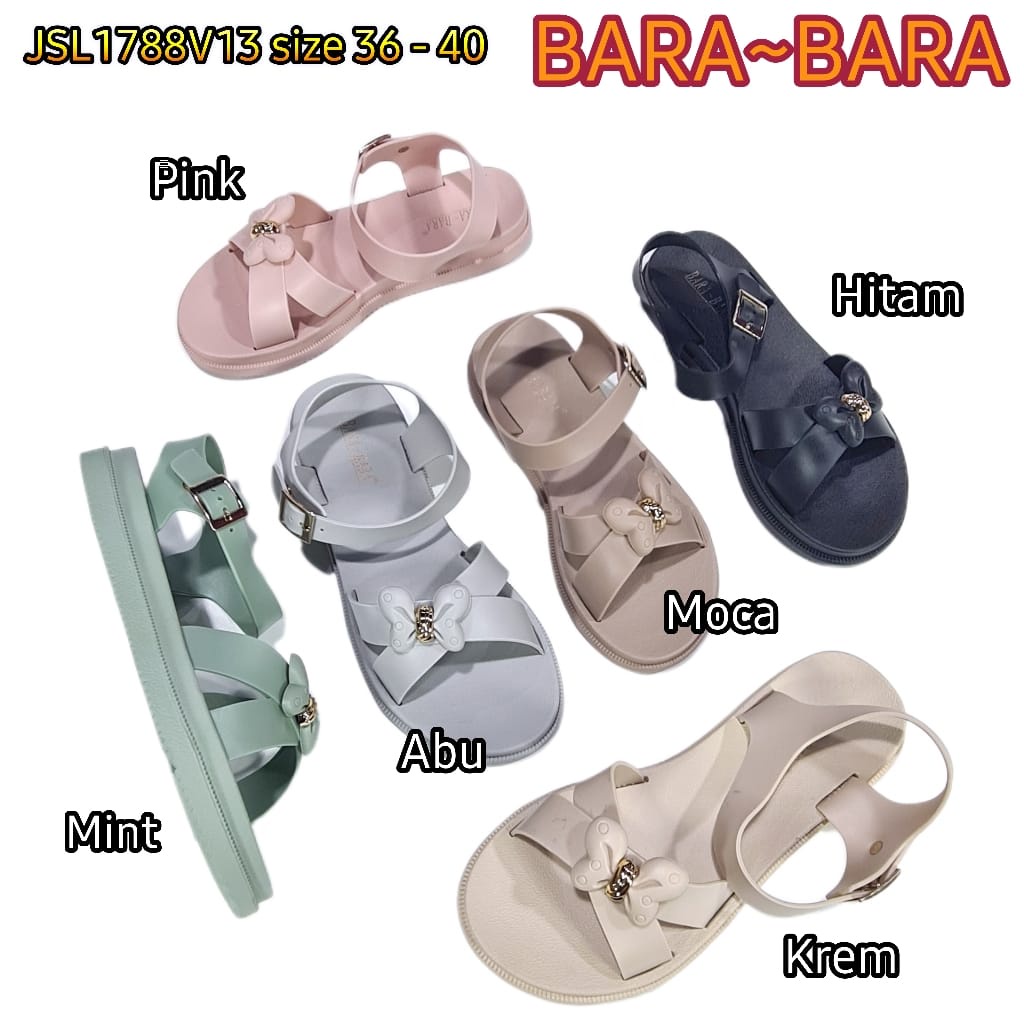 jelly sandal tali wanita barabara karet import sendal cewek bara bara JSL1788V13