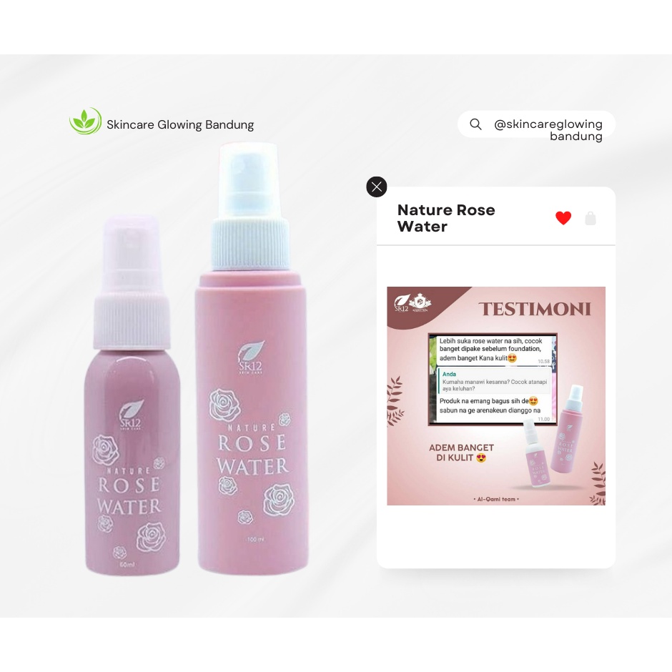 Nature Rose Water SR12 Facial Spray Air Mawar Membantu Make Tahan Lama Mencegah Penuaan Dini