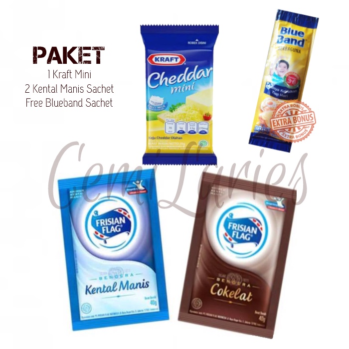 

Paket Keju Kraft Mini + Susu Kental Manis + Free Blueband Saset Mini