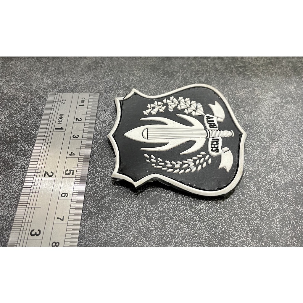 Patch Security Logo Putih - Patch Velcro Satpam - Prepetan Security - Velcro Karet