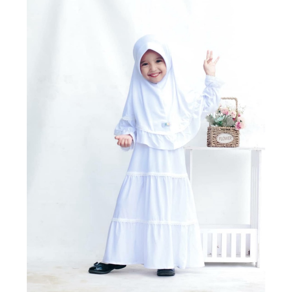 Gamis Anak Perempuan Gamis Anak Warna Putih Anak 1-10 Tahun Gamis Putih Manasik Haji