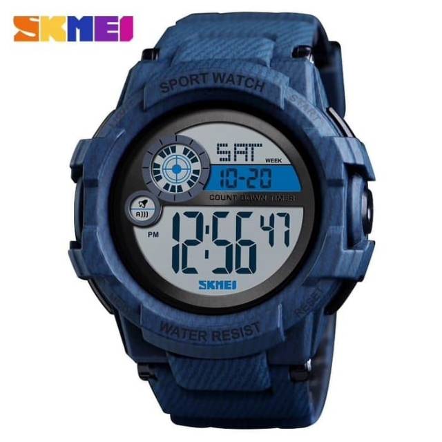 Jam Tangan Pria / SKMEI Digital 1387 DENIM Digital Original / SKMEI - Biru