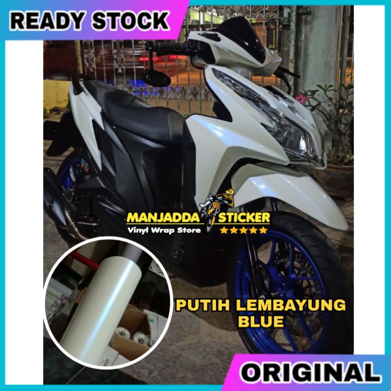 stiker skotlet putih lembayung sticker bunglon mutiara kualitas premium lebar 50cm