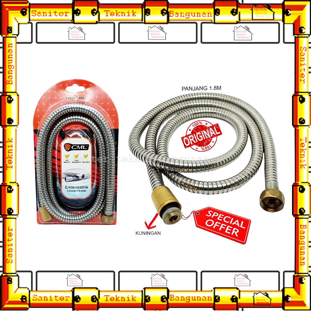 Selang Flexible Shower Air Panas Stainless 1.8 Meter Camel
