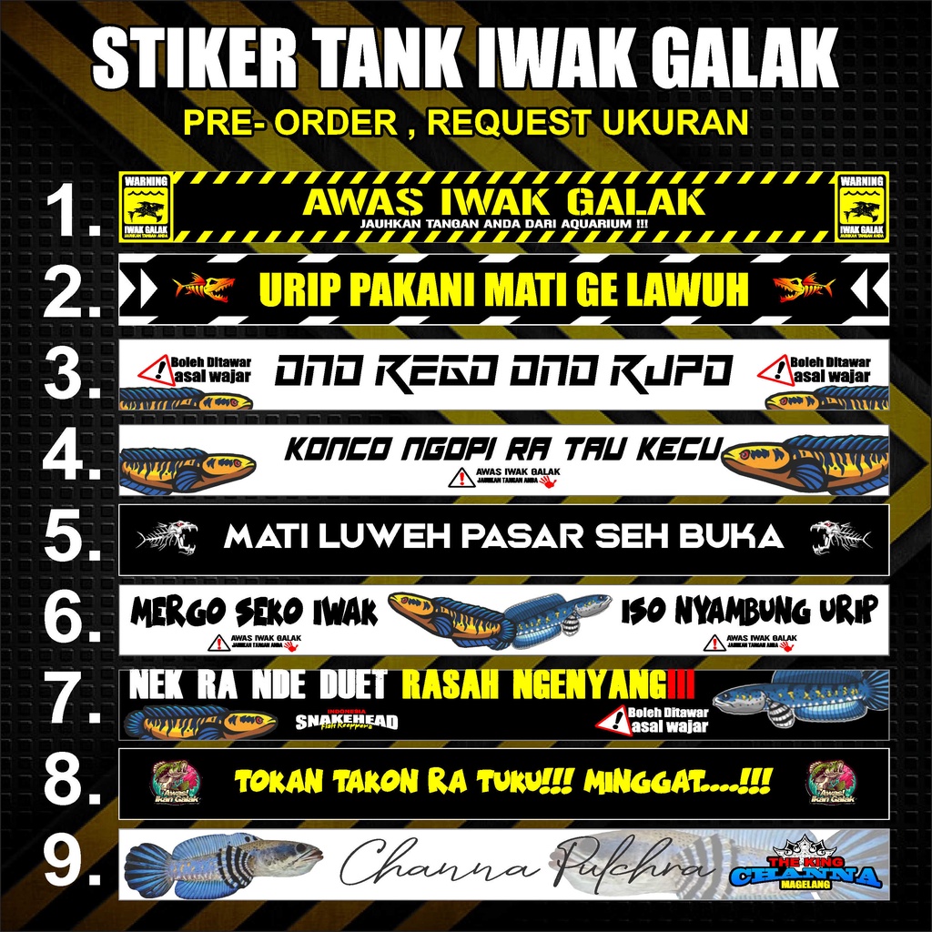 STIKER AQUARIUM AWAS IWAK GALAK / PREDATOR CHANNA